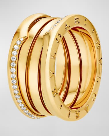 BVLGARI B.Zero1 18K Yellow Gold 3-Band Wave Diamond Ring