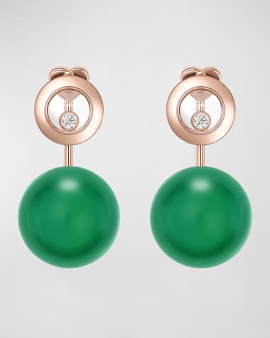 Chopard Happy Diamonds Planet 18K Rose Gold Green Agate Earrings