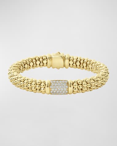 LAGOS 18k Caviar Gold Diamond Rope Bracelet - 9mm, Size M