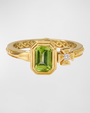 Konstantino Peridot and White Diamond Ring, Size 7