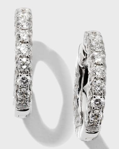 Graziela Gems 18K White Gold Diamond 3-Sided Hoop Earrings
