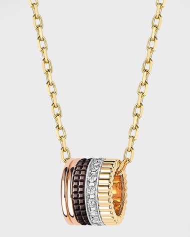 Boucheron Quatre 18K White Gold Black Edition Large Diamond Pendant Necklace