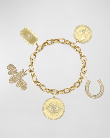 Sydney Evan 14k Yellow Gold XL Diamond Charm Bracelet
