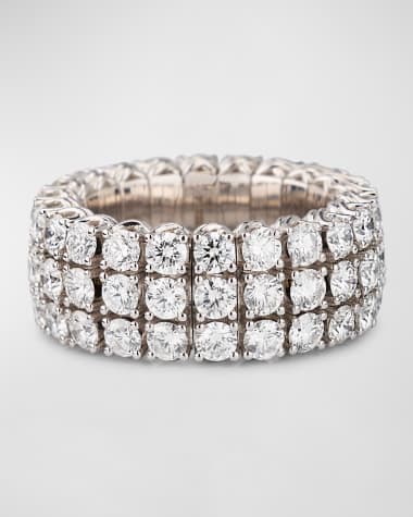 Picchiotti 18K White Gold Xpandable™ Three-Row Diamond Ring, Size 6 - 9.5