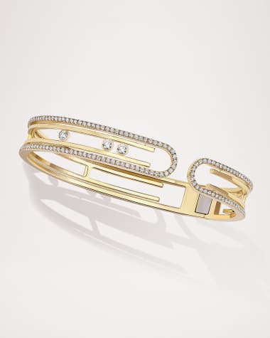 Messika MOVE UNO 18K YELLOW GOLD PAVE DIAMOND BANGLE BRACELET