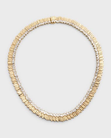 Suzanne Kalan 18K Yellow Gold Jagged Baguette Diamond Necklace