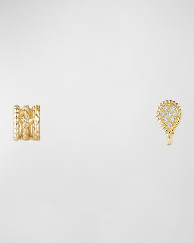 Boucheron Serpent Boheme 18K Yellow Gold Small Asymmetric Diamond Earrings