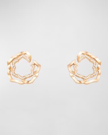 PIAGET 18k Rose Gold Diamond Rose Earrings