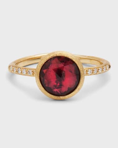 Marco Bicego 18K Yellow Gold Ring with Pink Tourmaline and Diamonds, Size 7