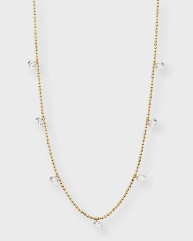 Graziela Gems 18K Yellow Gold Five-Station Floating Diamond Necklace (18K YG Small Floating Necklace)