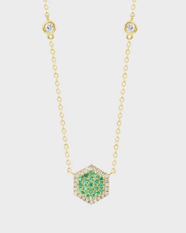 Stevie Wren Honeycomb Emerald and Diamond Necklace