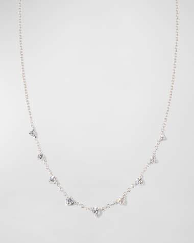 Memoire White Gold Round 9-Diamond Necklace, 18"L, 0.37-0.43tcw
