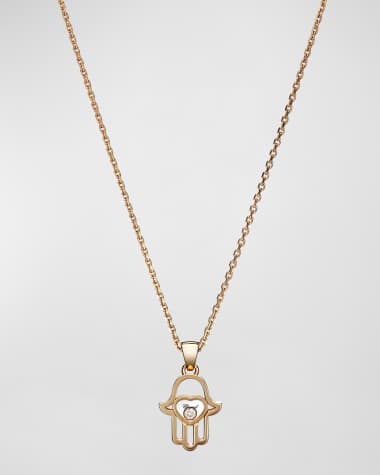 Chopard Happy Diamonds 18K Rose Gold Diamond Hamsa Pendant Necklace