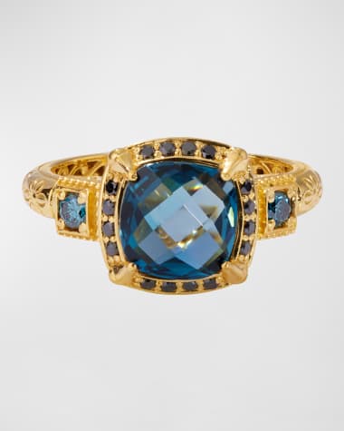 Konstantino Peridot, White Diamond and White Sapphire Ring, Size 7