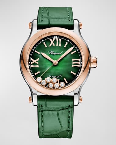Chopard Happy Sport 36mm 18K Rose Gold Diamond & Green Dial Watch