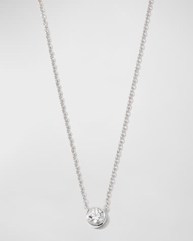 Memoire White Gold Solo Bezel Diamond Necklace, 18"L, 0.28-0.33tcw