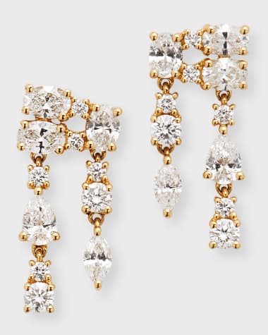 Long Zipper Diamond Earrings Yellow Gold at Anita Ko