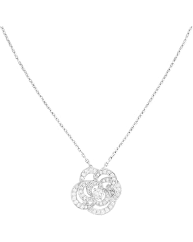 CHANEL CAMELIA Necklace in 18K White Gold with Diamonds