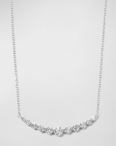 Memoire White Gold Round 11-Diamond Necklace, 18"L, 0.56-0.65tcw