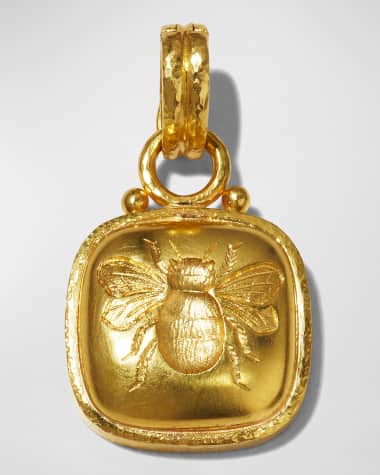 Elizabeth Locke 19K Cushion Gold Bee Pendant