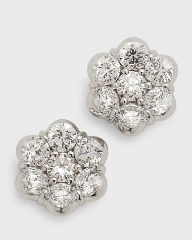 Bayco 18k White Gold Floral Diamond Stud Earrings