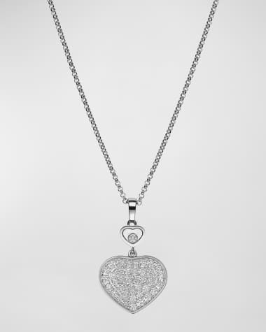 Chopard Happy Hearts 18K White Gold Diamond Bezel & Pave Pendant Necklace