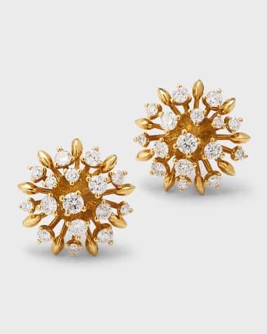 Graziela Gems 18K Yellow Gold Small Diamond Lotus Stud Earrings