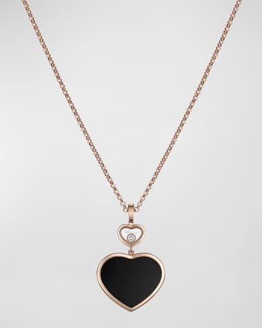 Chopard Happy Hearts 18K Rose Gold and Onyx Necklace