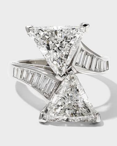Oscar Heyman Platinum Trillion and Baguette Diamond Ring, Size 6.25