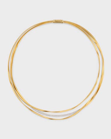 Marco Bicego 18K Yellow Gold Marrakech Three Strand Necklace with Diamonds