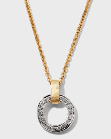 Marco Bicego Jaipur Link 18K Yellow & White Gold Flat-Link Diamond Pendant Necklace