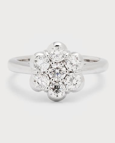 Bayco 18k White Gold Flower Diamond Ring, Size 6 and 7