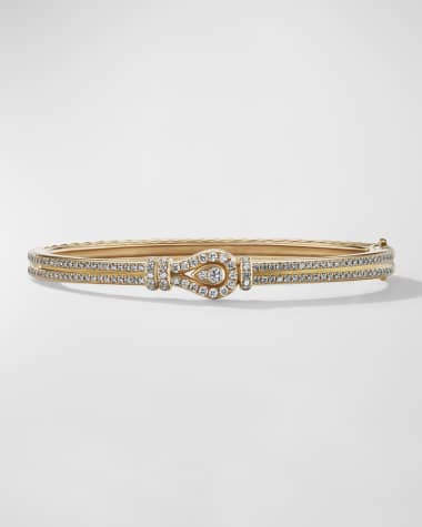 David Yurman Thoroughbred Loop Bracelet with Full Pave Diamonds in 18K Gold, 4.5mm