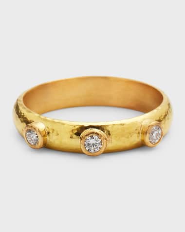 Elizabeth Locke 19K Yellow Gold 3-Diamond Stack Ring, Size 6.5
