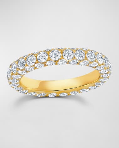 Graziela Gems 18k Gold 3-Side Diamond Band Ring, Size 6