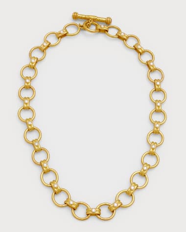 Elizabeth Locke Rimini Gold 19k Link Necklace with Diamonds, 17"L