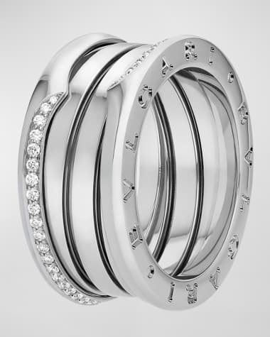 BVLGARI B.Zero1 White Gold 3-Band Wave Ring with Diamonds, EU 51 / US 5.75