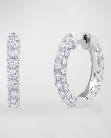 Graziela Gems 18K White Gold Diamond 3-Sided Hoop Earrings