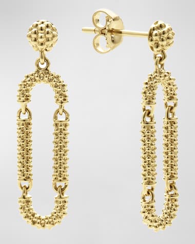 LAGOS 18K Gold Superfine Caviar Beaded Oval Drop Earrings