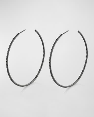 Sheryl Lowe Inside-Out Black Diamond Hoop Earrings