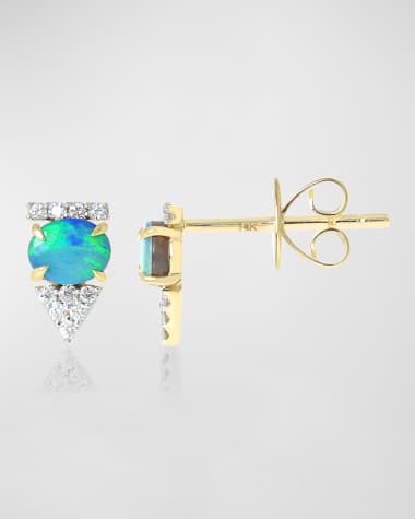 Stevie Wren 14K Gold Opal Doublet & Diamond Arrow Stud Earring, Single