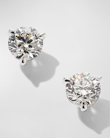 Memoire White Gold 2 Round Diamond Champagne Stud Earrings, 1.0tcw