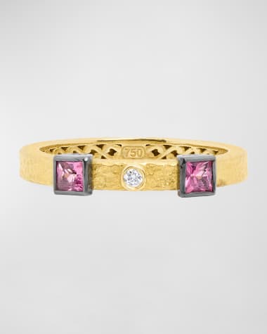 Konstantino 18k Pink Tourmaline & Diamond Ring, Size 7