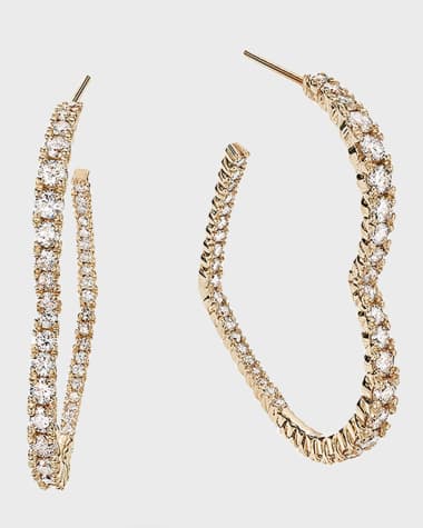 LANA Flawless Small Graduating Diamond Heart Hoop Earrings