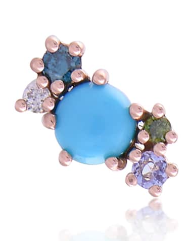 Stevie Wren 14k Rose Gold Turquoise & Diamond Mini Cluster Ear Climber, Right