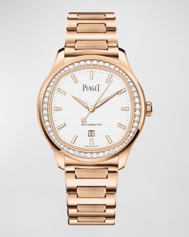 PIAGET Polo 36mm 18K Rose Gold Diamond Bracelet Watch