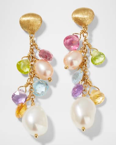 Marco Bicego Paradise 18K Yellow Gold Mixed Drop Earrings with Pearls