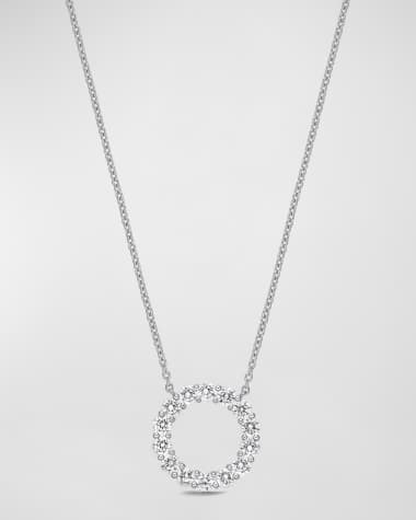 Memoire 18k White Gold Diamond Circle Necklace, 18"L, 1.04tcw
