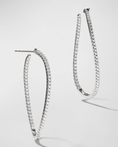 Memoire 18KWG Medium Diamond Pave Twist Hoop Earrings, 1.50tcw