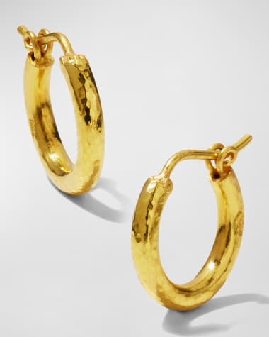 Elizabeth Locke 19K Gold Big Baby Hammered Hoop Earrings, 0.5"L